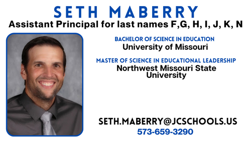 Seth Maberry, Assistant Principal, Last Names F, G, H, I, J, K, N